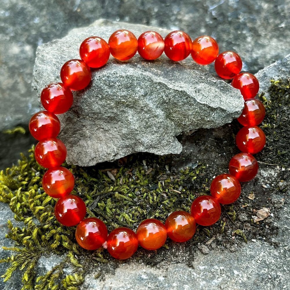 Carnelian Gemstone Stretch Bracelet | Handmade - Picture 4 of 5